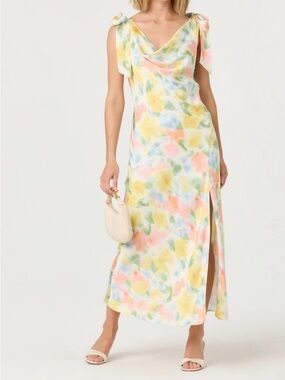 bryna ruffle strap satin maxi dress Astr | Dresses | Astr The Label Bryna Ruffle Strap Satin Maxi Dress In White Size M